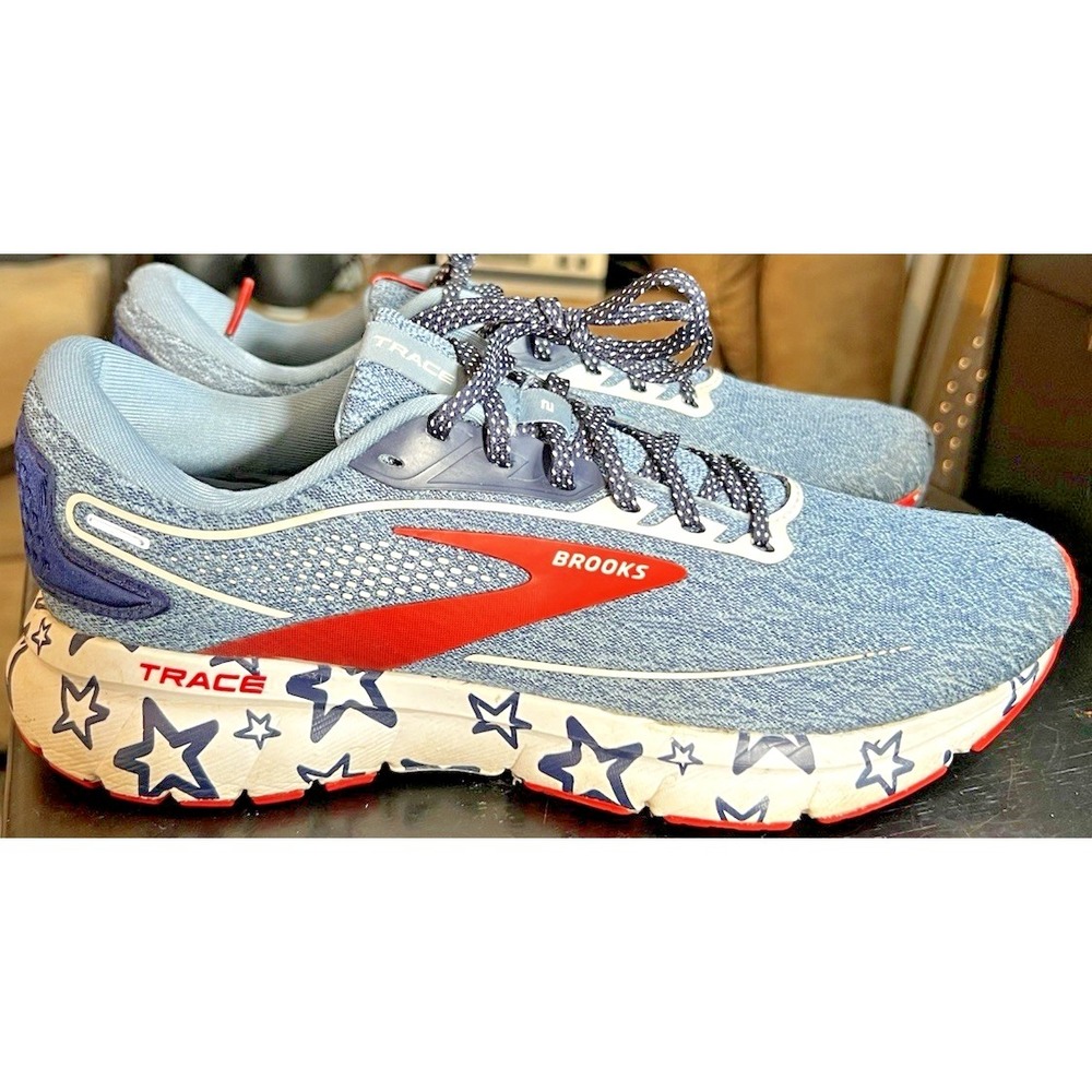 Brooks Trace 2 Patriotic Stars USA Running Sneakers America Men's Size 7.5 - Picture 2 of 11